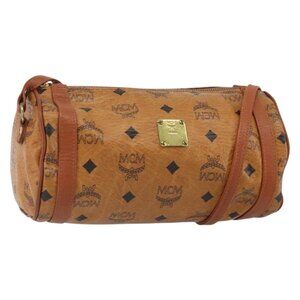 Authentic MCM Logogram Vicetos Shoulder Bag PVC Brown Gold
